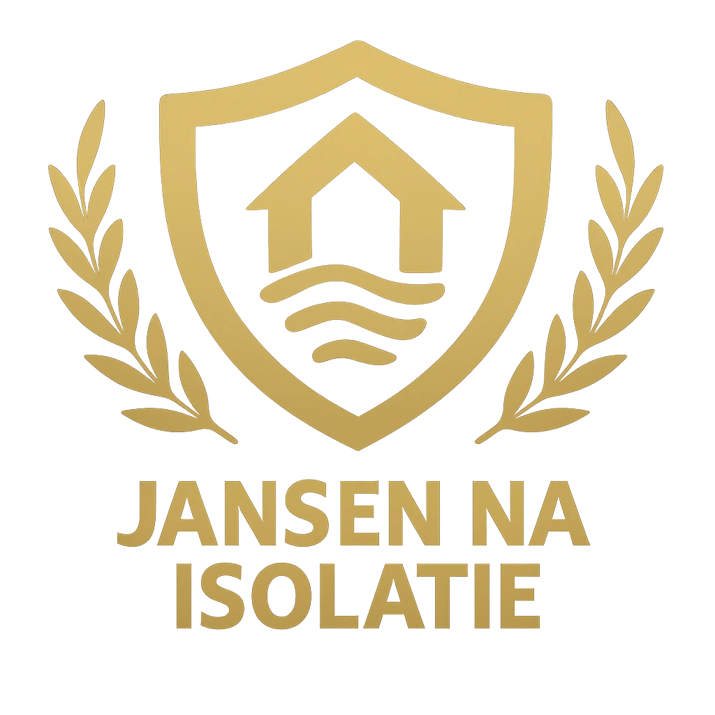 logo van een schild met louwerenkenkrans en een huisje erin als zijne isolatiehuisje en daaronder de naam Jansen na isolatie'